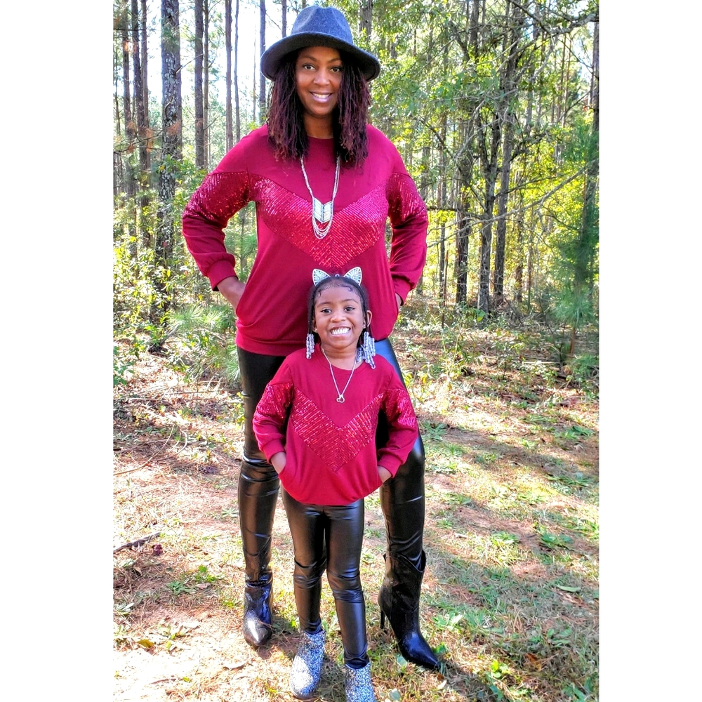 BNWT Mommy's Burgundy Sequin Top